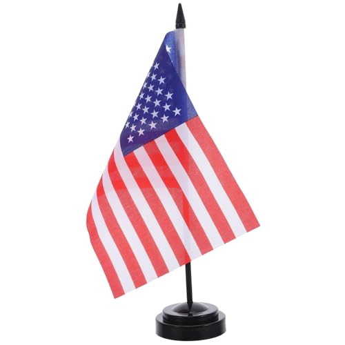 DECHOUS 10 セットアメリカン テーブルフラッグ 小型デスク旗 スタンド付き ミニ国旗 卓上旗ポール ホームオフィス会議室装飾 パーティー 祭典向