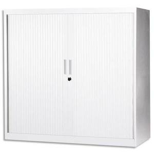 MT INTERNATIONAL Armoire basse monobloc Corps et Rideau blanc - Dimensions : L100 x H105 x P43 cm