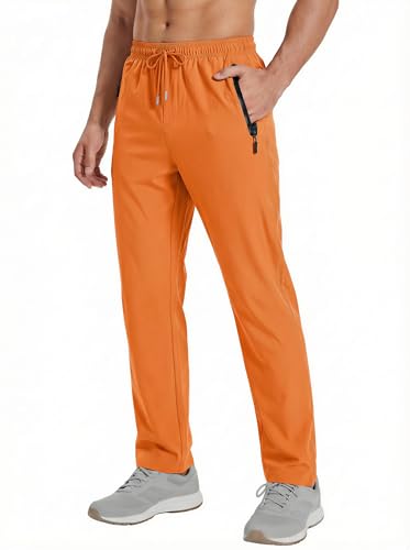 MAGNIVIT Mens Athletic Pants Lightweight Quick Dry Joggers Orange Pants 32