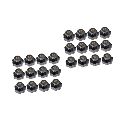 PRETYZOOM 2sets Knurled Clamping Knobs Hexagonal Plum Nuts for Screw Knobs Matte Black T-Track Handgrip Thread Accessories 12pcs*2