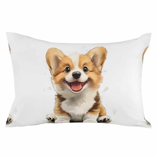 Pillowcase 20x26 Inch - Standard Cartoon Style Cute Puppy 1 Soft Brushed Microfiber Pillow Covers with Hidden Zipper Closure Bed Pillow Shams for Bedroom Sofa Car, 1pcs
