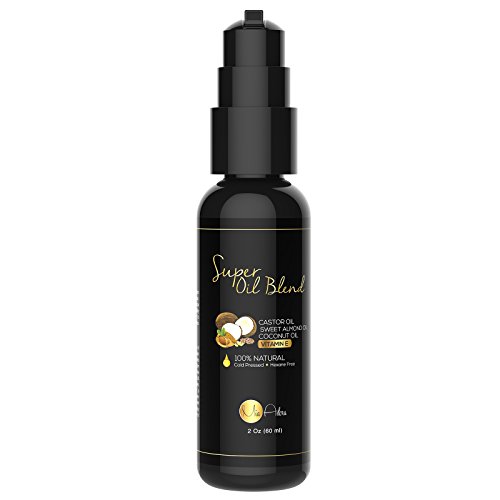 PURE Castor Oil with Sweet Almond Oil, Coconut Oil and Vitamin E Oil - Best Hair Growth, Regrowth, & Conditioning Oil Blend for Eyelashes & Eyebrows. 100% Natural - NO Parabens, Fillers or Toxins