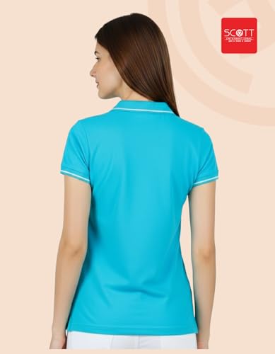 Image of Scott International Women's Cotton Polo T-Shirt | Half Sleeve Plain Collar Tee | Stylish Casual Top | Plain T-Shirt for Girls | Workwear for Office & Casual Wear