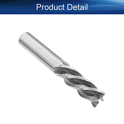 Image of Auniwaig 1 /2 inch Straight Shank End Mill Cutter, 4-Flute End Mill Bits,HSS-AL Spiral Bits, Round Shank Milling Cutting Tool for Stainless Steel Alloy Copper Metal 1Pcs