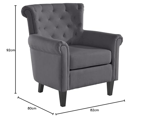 Loft24 A/S TV-Sessel Fernsehsessel Polstersessel Relaxsessel Lesesessel Webstoff mit lose Sitzkissen Gestell aus Massivholz Sitzhöhe 50 cm (grau) – Bild 3