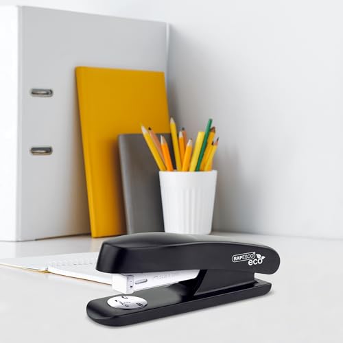 Rapesco 1756 Business Pack: 4 ECO Half Strip Staplers and 4 Boxes of 1000 26/6mm Staples, 20 Sheet Capacity, Black - 4