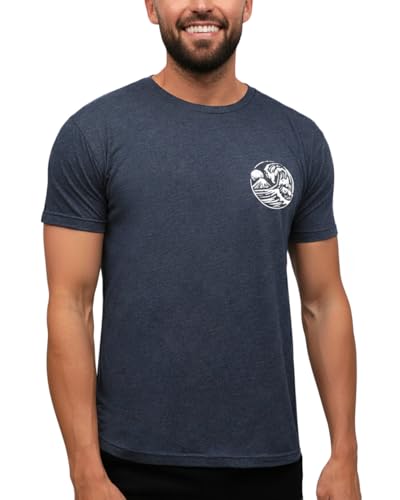 INTO THE AM Ancient Swell T-Shirt - Cool Space Design Tees for Men (Navy, Large)