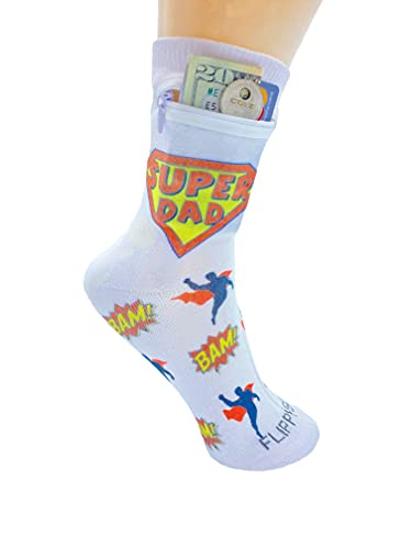 Image of Zipper Sock Wallet - Cotton & Polyester Zipper Socks with Pockets - Fits shoe size 6-13