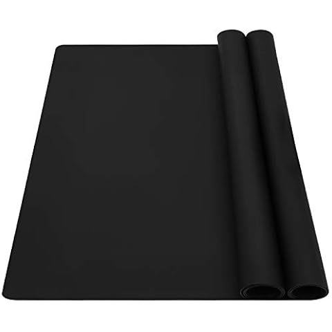 wellhouse 23.6" by 15.7" Extra Large Mulitpurpose Silicone Nonstick Pastry Mat Countertop Protector Heat Resistant Nonskid Table Mat (Black-2pcs) Cover