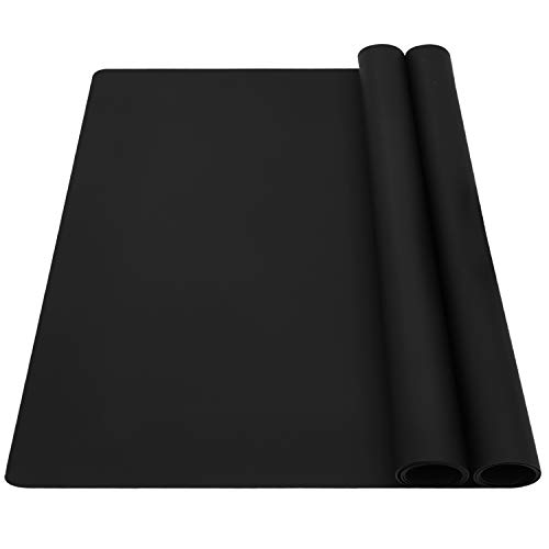 wellhouse 23.6" by 15.7" Extra Large Mulitpurpose Silicone Nonstick Pastry Mat Countertop Protector Heat Resistant Nonskid Table Mat Set of 2(Black)