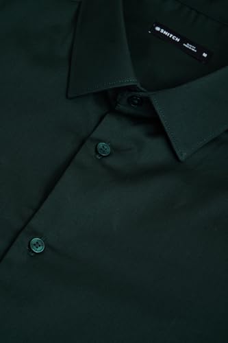 Image of SNITCH Men Formal Shirt | Modern Slim Fit Long Sleeve Spread Collar Solid Style | 100% Cotton Breathable Fabric for Office, Weddings & Festive Occasions Wear