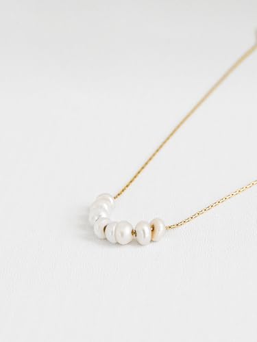 Altitude Boutique Freshwater Pearl Necklace for Women | Cultured White Pearl Chain Necklace | 18K Gold or Silver Plated Stainless Steel Chain, Durable, Hypoallergenic, Classic Design4