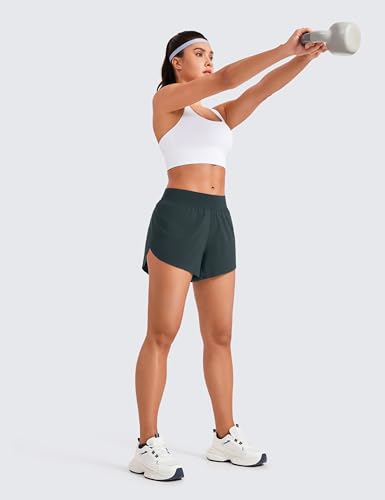 Image of CRZ YOGA Mid Waisted Split Running Shorts 4 inch | Mesh Liner, Quick Dry, Lightweight, for Women