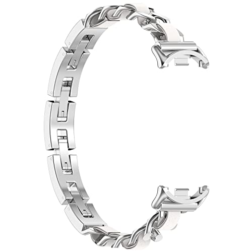 Correa Compatible Xiaomi Mi Band 8/9 Cuero Metal Trenzado miniatura 3