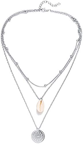 Preisvergleich Produktbild CKAWM Halskette Shell Anhänger Halskette Weiblich Langkettige Runde Münze Mehrschichtige Kragen Halskette Hochzeitsschmuck