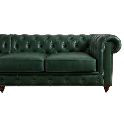 Image of Classic Leatherette Chester Sofa Set Button Tufted, Classic Style Sofa Set for Living Room, Office, and Hallway Colour (Bottle Green Leatherette, 3+2 = 5 Seater Sofa)