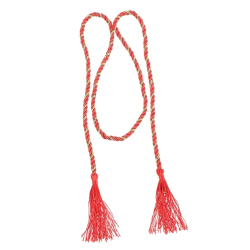 Vintage Japanese Yukata Tassel Waistband Belt for Women Soft Breathable Kimono Waist Decoration with Embroidered Design Classic Red for Weddings Proms and Costume Parties