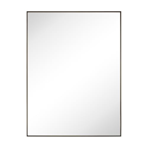 Image of TEHOME Oil Rubbed Bronze Bathroom Vanity Mirror with Squared Corners, 24x32'' Dark Bronze Rectangle Stainless Steel Metal Framed Mirror for Bathroom