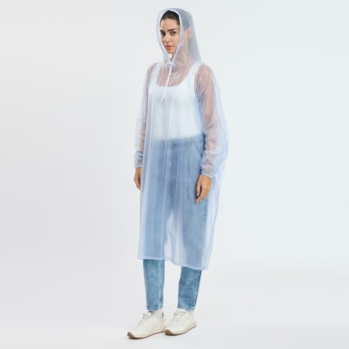 Image of ZEEL Unisex Outdoor Rain Poncho for Adult, Waterproof, Lightweight & Packable, Polyester Pullover Full Sleeves Hooded Rainwear, Poncho for Camping, Hiking, Travelling (EQRT101 AZ30, Free Size)
