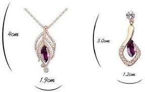 Miniatura 4 de Crystalline Azuria Juego de collar con colgante de amatista simulada de cristales chapados en oro rosa de 18 quilates para mujer, todo, Cristal,