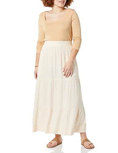 Amazon Essentials Women's Pull-On Woven Tiered Midi Skirt, Tan, Animal Print, Xx-Large #TOP2