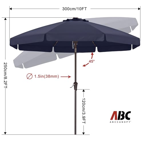 Image of ABCCANOPY 10ft Scalloped Patio Umbrella, Outdoor Table Umbrella with Tilt and Crank, Fiberglass Ribs Deck Umbrella for Patio, Pool, Garden, Picnic (Tibetan Blue)