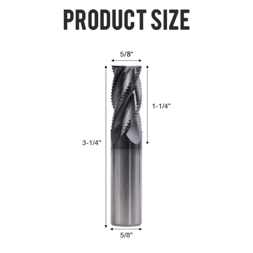 Image of 5 /8 inch Carbide Roughing End Mill, 4 Flute Micro Grain Milling Cutter Bits for Alloy Steels & Hardened Steels