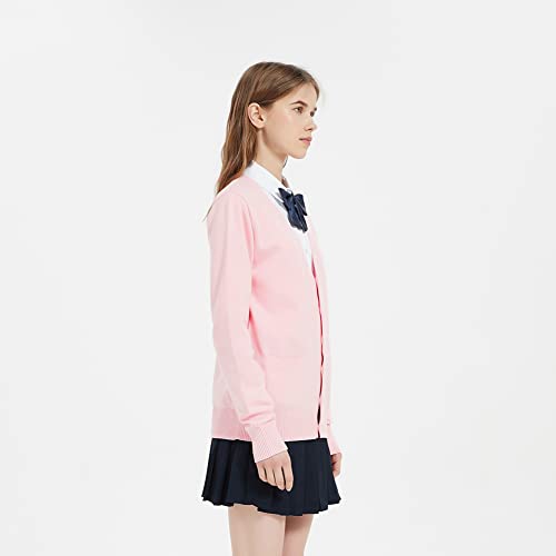 Image of jinghuiyue Women's Cardigan School Uniform Sweater V Neck Button Down Knit Cardigans Coat with Pockets