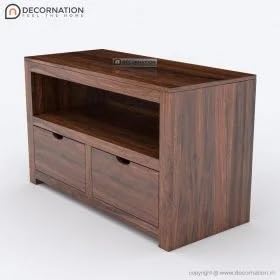 Image of DecorNation Elegant Dark Brown TV Table with 2 Drawers and Storage(42 inchx14 inchx29 inch,Dark Brown)