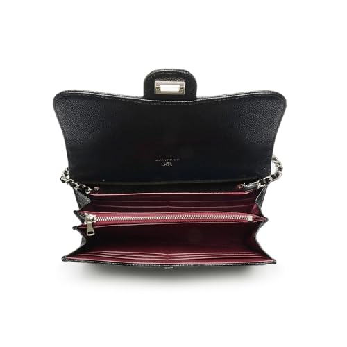 2R Quilted Leather Crossbody Wallet with Chain Strap, Black4