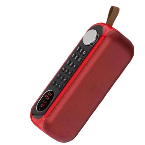 Muuookka Altavoz Bluetooth Portátil para Exteriores, Altavoz Inalámbrico de Graves, Radio FM, Botón de Ajuste de Volumen, Reproductor USB, Llamada Telefónica, Color Rojo.