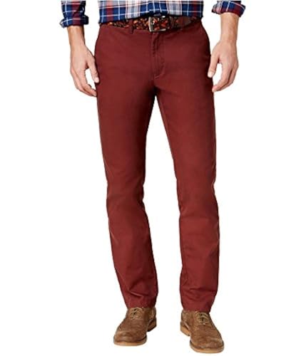 Tommy Hilfiger Mens Cotton Casual Chino Pants, Brown, 40W x 32L
