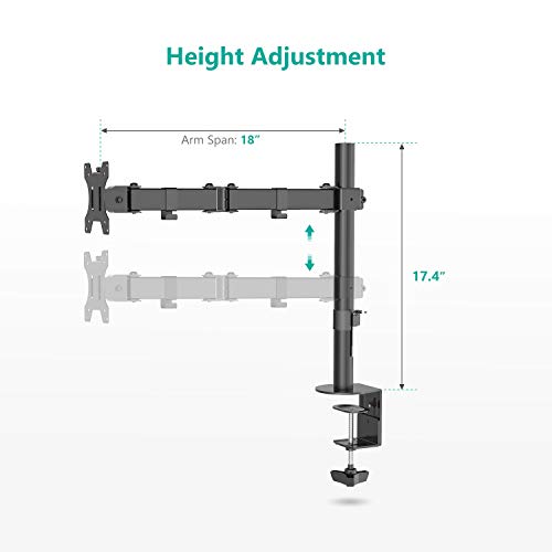 Image of WALI Single LCD Monitor Fully Adjustable Desk Mount Stand Fits One Screen 13 to 32 inch, 17.6 Lbs. Weight Capacity per Arm (M001LM), Black
