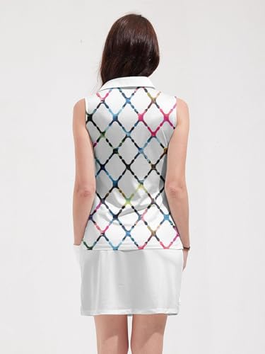 Women's Golf Shirts Sleeveless Collared Shirt for Women Quick Dry Button Up Tennis T-Shirt Printed Workout Tank Tops4