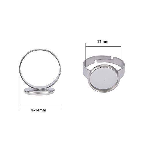 50 Basi Anello Acciaio Inox Regolabili - Per Cabochon E Creazioni Gioielli