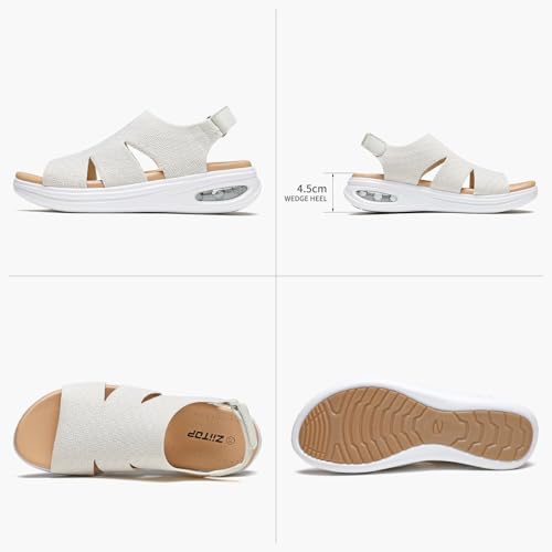 Image of ziitop Walking Sandals Women Orthopedic Sandals for Women Comfortable Arch Support Orthotic Platform Wedge Shoes Air Cushion Adjustable Strap Comfort Shoes for Summer Travel Beach Party Shopping Work