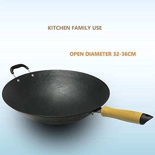 Wok de Hierro Fundido con Mango de Madera 36 cm miniatura 2