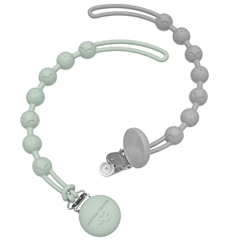 Image of Cuddle Campus Silicone Pacifier Clip Holder with One Piece Design, Pack of 2 Soft Flexible Binky Clips with Texture for Baby Boy and Girl(6m+)