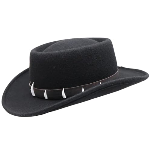 Chapeau Fedora en laine avec ceinture ethnique pour adulte style bohème