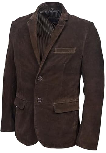 Men's Retro Slim Suede Blazer Single-Breasted Business Casual Jacket with Pockets2