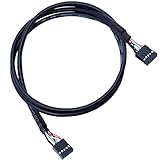 FDXGYH USB Header Extension Cable Black USB 2.0 9-Pin Female to 9-Pin Female Internal Motherboard Header Cable