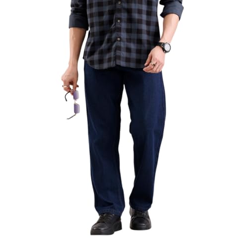 Image of WROGN Men's 100% Cotton Jeans | Solid | Anti Fit