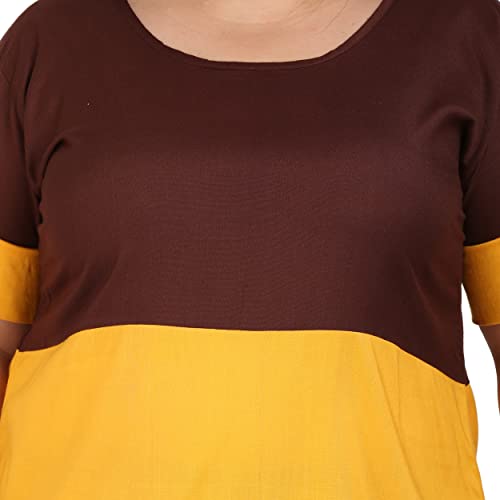 Image of Women's Casual Round Neck Half Sleeves Rayon Multicolor Top, FZ-Top-103