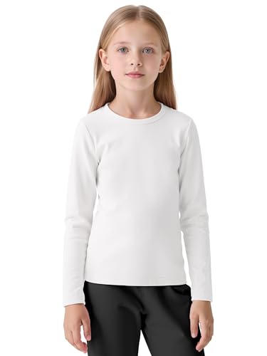 Resinta Girls Basic Long Sleeve Crew Neck Top Kids Layering Tees Casual Soft Solid Pullover T-Shirts 2-14 Years