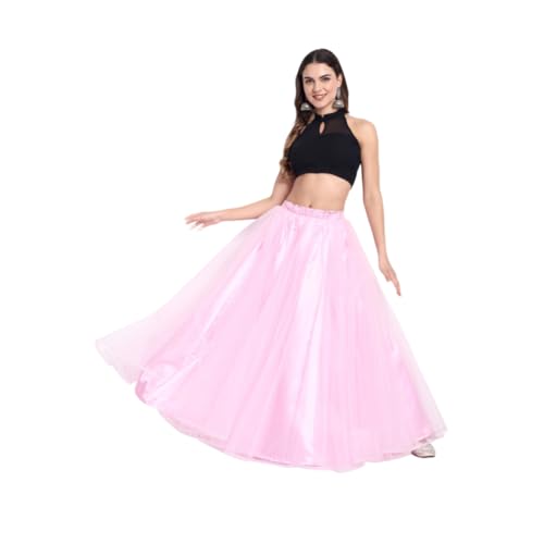 Image of TILISM Women's and Girls Solid Satin Long Skirt