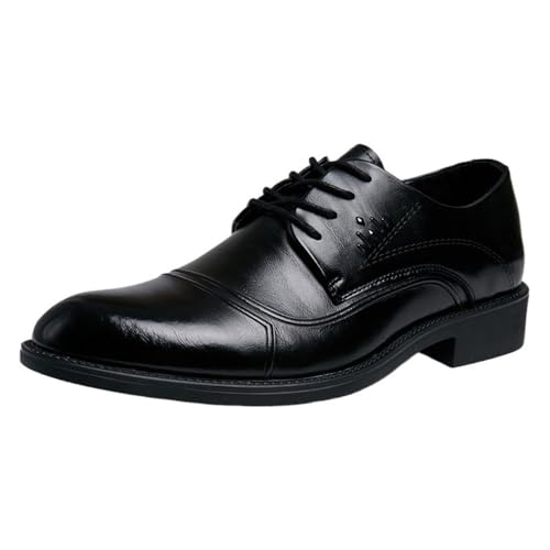 Mens Pointed Toe Leather Dress Shoes British Style Business Formal Black Breathable Casual Shoes Versatile Oxford Shoes