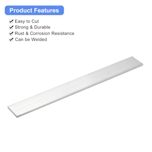 Image of uxcell Square Aluminum Flat Bar, 2Pcs 1 /4 inch Thick 1.4 inch Width 12 inch Length Square Aluminum Bar 6061 Aluminum Flat Plate, 5 x 35 x 305mm T6511 Solid New Mill Stock for Industrial Building