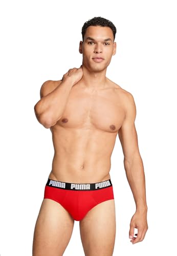 PUMA Calzoncillos Diarios para Hombre (Paquete de 2), Rojo/Negro, L