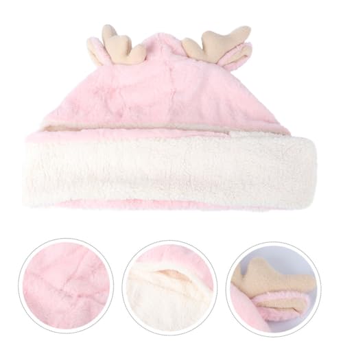 Homoyoyo Cute Fawn Ears Scarf Set Warm One-Piece Hat and Scarf Birthday Comfortable and Stylish Winter Wear Pink4