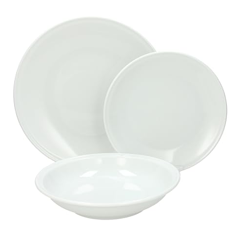 Tognana AZ Bianco, servizio piatti 18 pezzi per 6 persone, porcellana, bianco, Made in Italy